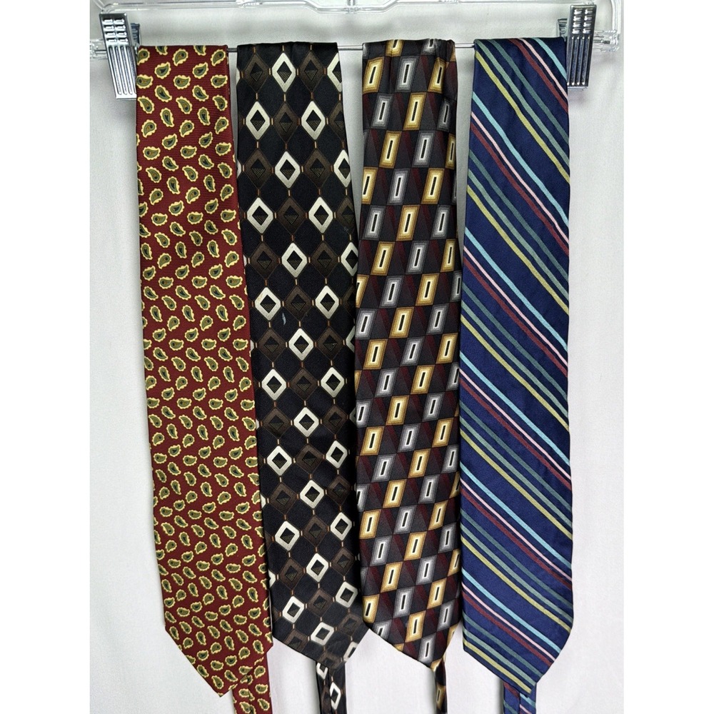 Lot of 4 Neck Ties 100% Silk Multicolor